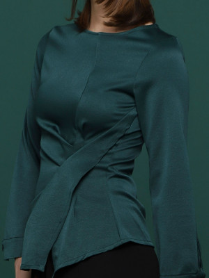 Side Runced Long Sleeves Top