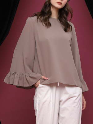Ruffled-Long Sleeve Top