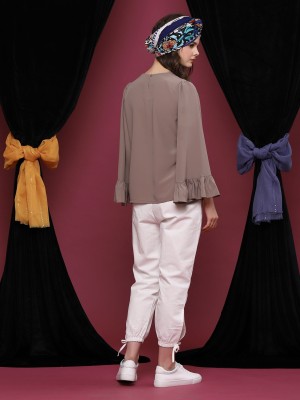 Ruffled-Long Sleeve Top