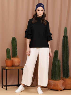 High Neck Tiered-Sleeves Top