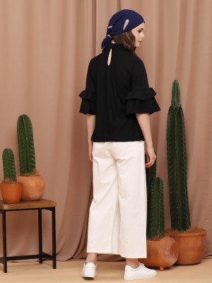 High Neck Tiered-Sleeves Top