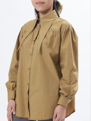 Long Collar Puff Long Sleeves Shirt