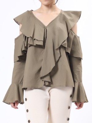 Cold Shoulder Ruffles Top