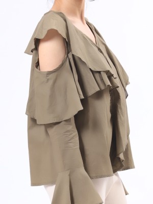 Cold Shoulder Ruffles Top