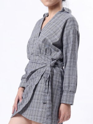 Checkered Long Sleeveless Mini Skirt