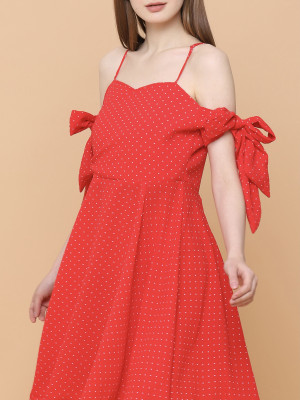 Dotty Spaghetti Tied Dress