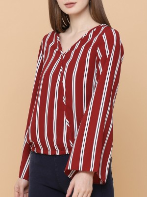 Stripes V Neck Top
