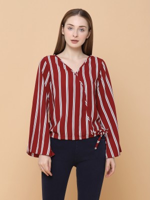 Stripes V Neck Top