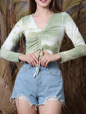 Cottage Core Centre Drawstring Crop Top 