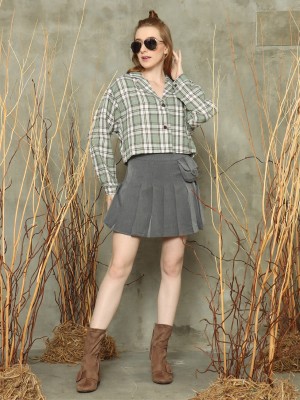 Checkered blazer cut crop top