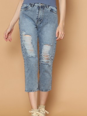 Ripped Thigh Knee BF Jeans