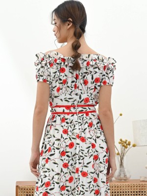 2Pcs set flower Print Latin Top and Skirt