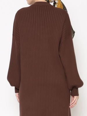 ANF Long Puff Sleeves Knitted Midi Dress