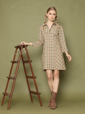 L/slv Checkered ress 