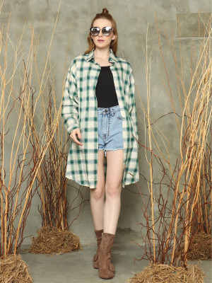 L/slv checkered Long shirt