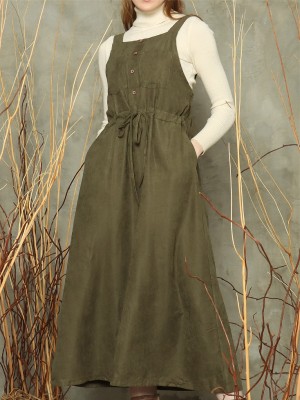 Waist-tie sleeveless dress