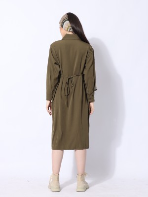 Ramadhan Moon Waist Button Shirt Long Dress