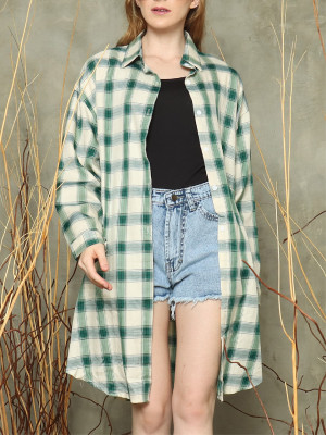 L/slv checkered Long shirt