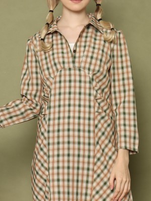 L/slv Checkered ress 