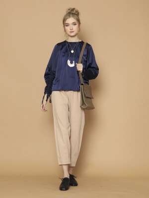 Pull Up Drawstring sleeves Top