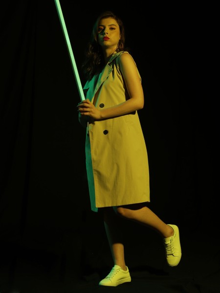 Double Breasted Sleeveless Dress With Belt