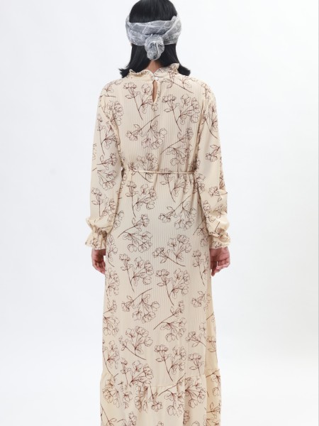 D-Sl Leb Flower Print Mini Pleats Midi Dress