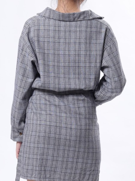 Checkered Long Sleeveless Mini Skirt