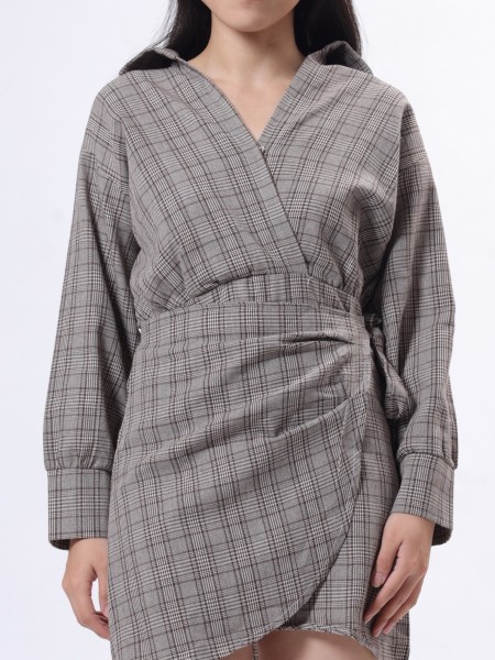 Checkered Long Sleeveless Mini Skirt