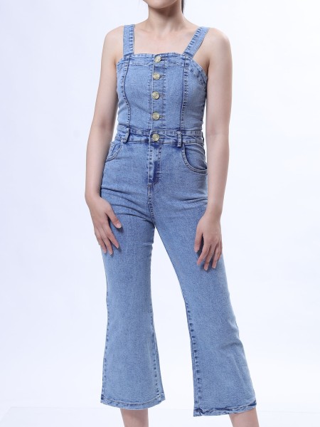 Washed Denim Jumpsuit