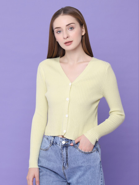 V-Neck Knitted Crop Top