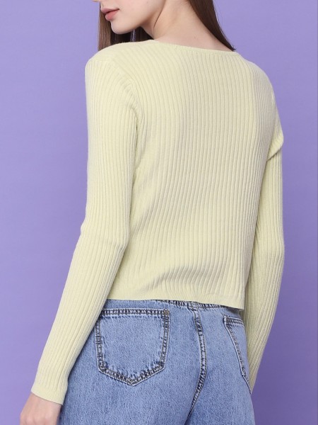 V-Neck Knitted Crop Top