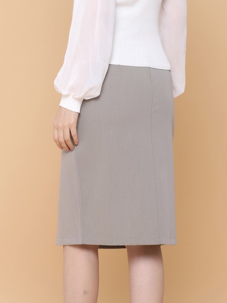 Side Split Button Up Midi Slim Skirt