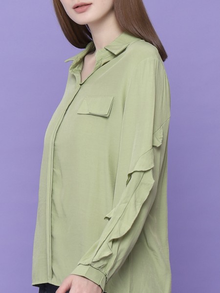 Frilled Long Sleeves Top