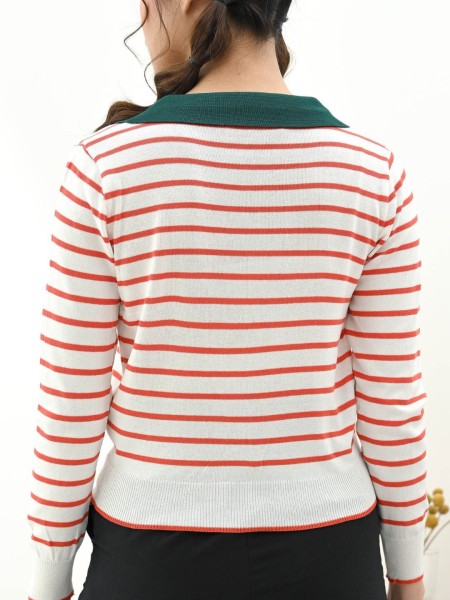 Youth Stripe Knitted Polo Tee