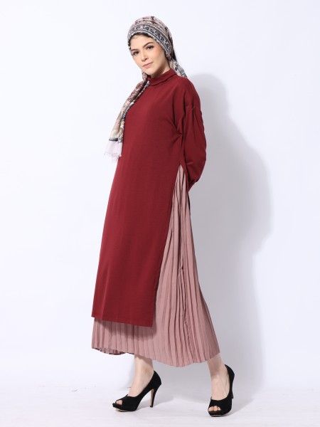 Ramadhan Moon Double Layer Inner Pleats High Neck Maxi