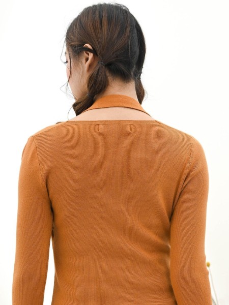 Halter Hook Long Sleeves Knitted Top