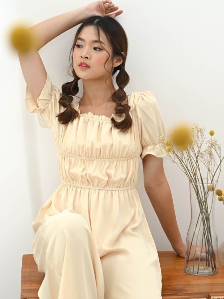 Ruched Gathered Pull Up Jumpsuit