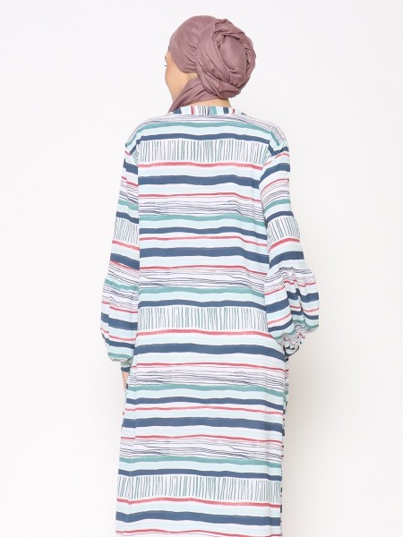 ANF Drawn Lines Print Shirt Maxi Dress