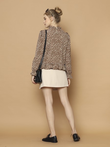 Side Edge Ruffles Printes Top