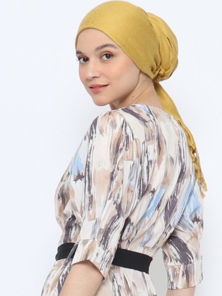 ANF Paint Brush With Ribbon Belt Midi Dress