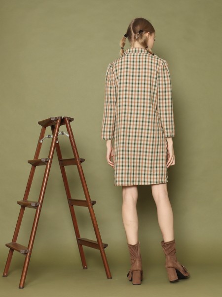 L/slv Checkered ress 