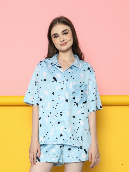 2 Pcs Set Printed Slounge Wear