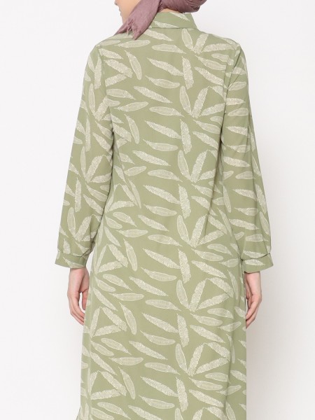 ANF Feather Print Shirt Midi Dress