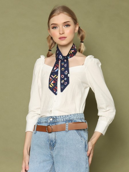 Wide Collar L/slv Peasant Top