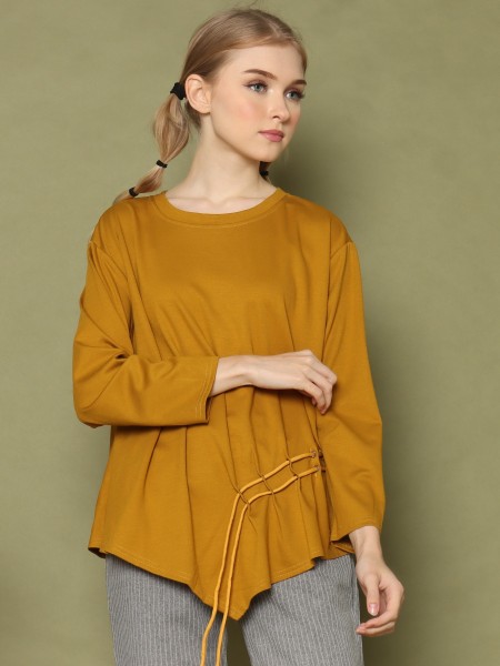 Symetric Side Runched L/slv Top
