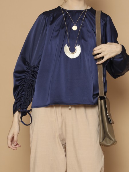 Pull Up Drawstring sleeves Top