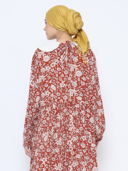 ANF Flower Gold Flake Print Maxi Dress