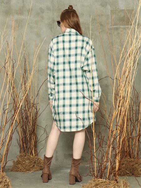 L/slv checkered Long shirt
