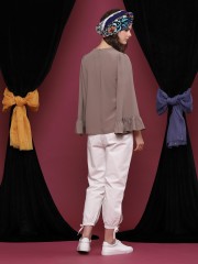 Ruffled-Long Sleeve Top