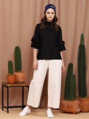 High Neck Tiered-Sleeves Top